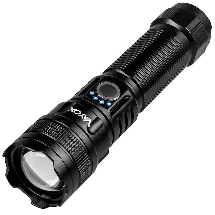 Lanterna tactica LED Vayox VA0179  din aluminiu  10W 600lm  USB-C  Zoom  Powerbank  5 moduri  Negru