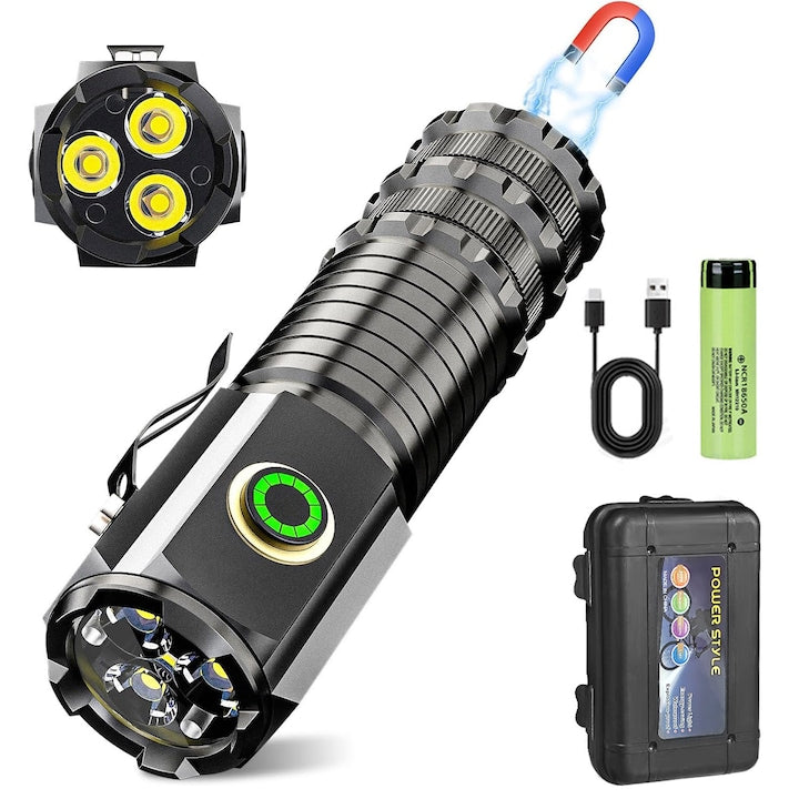 Mini Lanterna de mana CB 350X  cu LED P35 puternic reincarcabila 30W  5000 lumeni  lanterna de buzunar cu 5 moduri  IPX5 rezistenta la apa