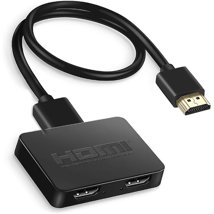 Splitter video HDMI 4K  Rqiurpn  3840X2160P  60HZ  Suportati HDCP/3D  alimentare microUSB 5V 1A  Negru