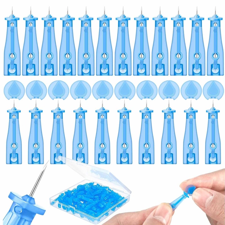 Instrumente anti-acnee  SINBINTA  Ace sterile pentru cosuri  Disposable  Ac Super Ascutit  Pentru indepartarea petelor si a punctelor negre  Portabilitate si depozitare usoara  3.1*0.6cm  Inox  Albastru