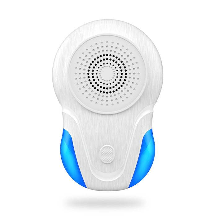 Ultrasonic Pest Repeller for rodents, insects, spiders, fleas, cockroaches, mosquitoes, bed bugs. Covers 80-100 square meters. White.