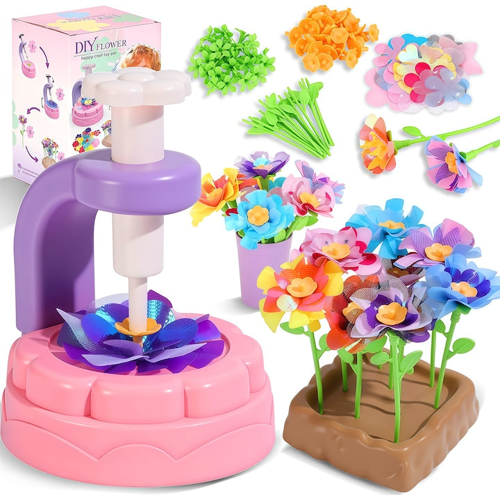 DIY Flower Bouquet Kit Fabric Flower Bouquets Toys Educational Activity for Kids 3-8 Years Old Creative Gift Crafts Pink/Purple