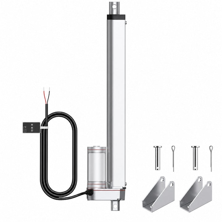 12V Heavy Duty Electric Linear Actuator, Force 1500N, Stroke 300mm, IP65 Protection, Silent Motor, Speed 6.5 mm/s, Noise 50 dB, With Brackets for RV, Solar Panels, Windows and Machinery, WALALLA