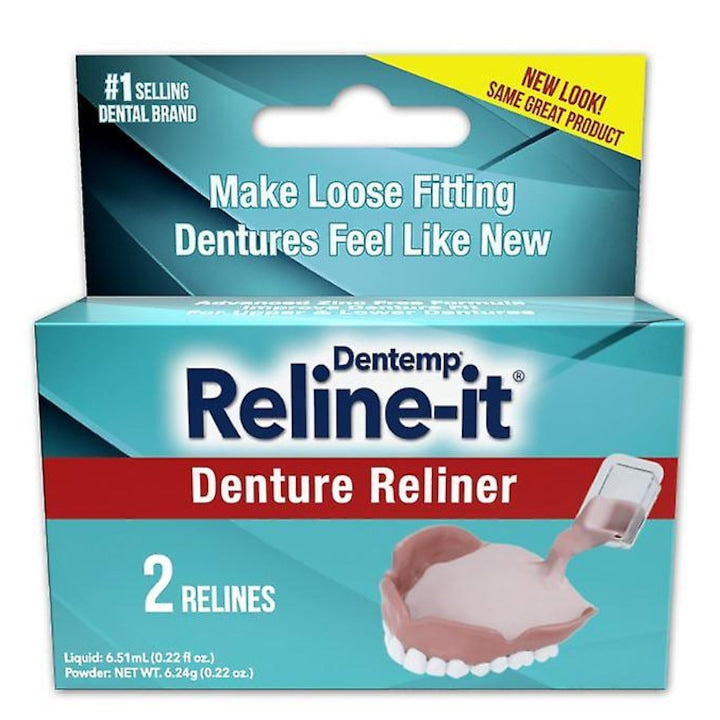 Dentemp Reline-It Denture Reliner - Flexible Material, Easy to Use, Kit