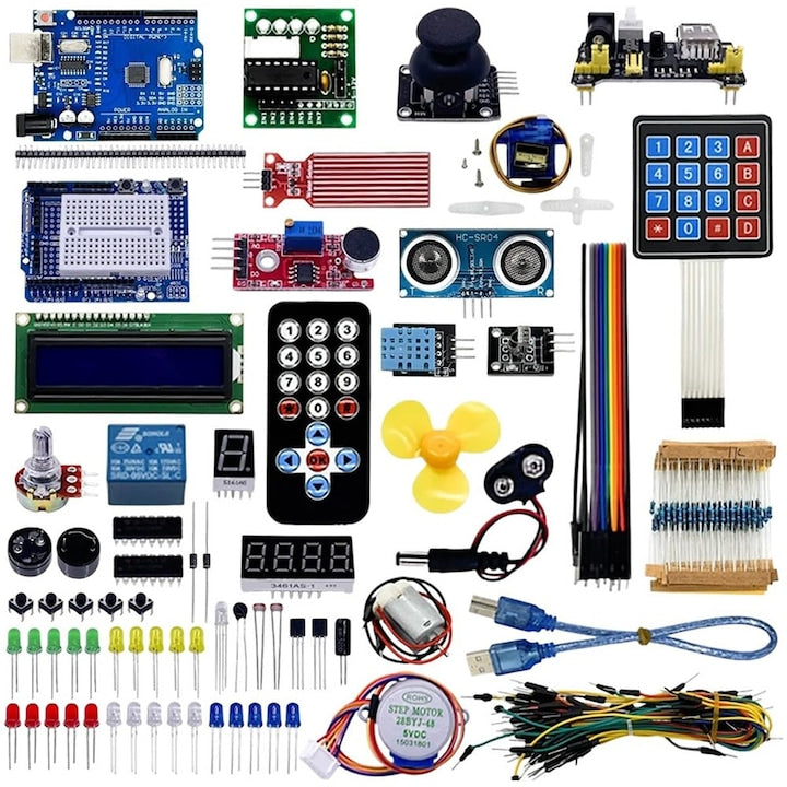 RFID Electronic Learning Kit for Arduino - Complete Starter Package includes RFID module, sensors, LEDs and an R3 development board (improved model) for practical IoT projects, programming and DIY electronics projects