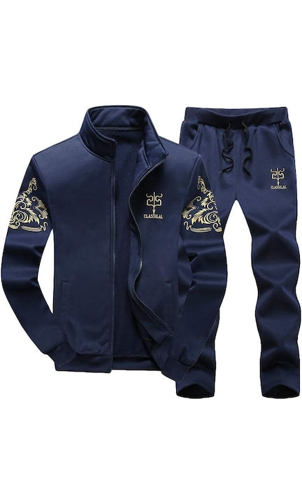 OEM - barbati  bleumarin inchis  2 piese  hanorac cu fermoar  pantaloni jogger  Bleumarin inchis 12 rate cu 0% dobândă