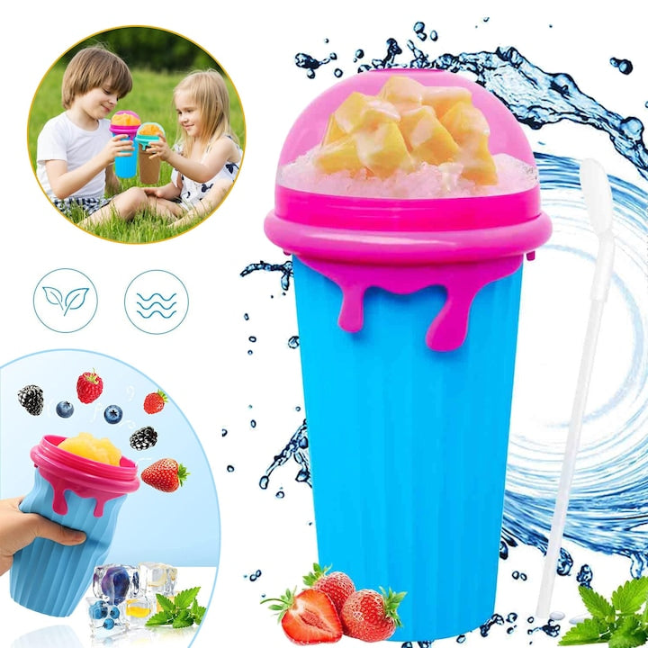 Pahar pentru slushie CHOOLY  set cu pai și lingură  albastru-violet  22  9x12  9cm