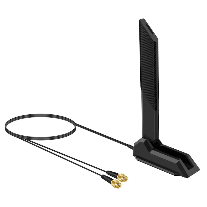 Antena universala WiFi 6E tri-band  2.4GHz/5GHz/6GHz  12dBi  design rotativ 180°  usor de transportat si instalat  pentru dispozitive Antena WLAN PC  OUYLAF  negru