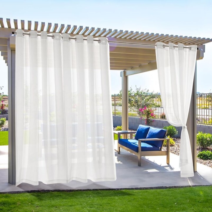 Set of 2 outdoor weatherproof curtains white 134x240cm