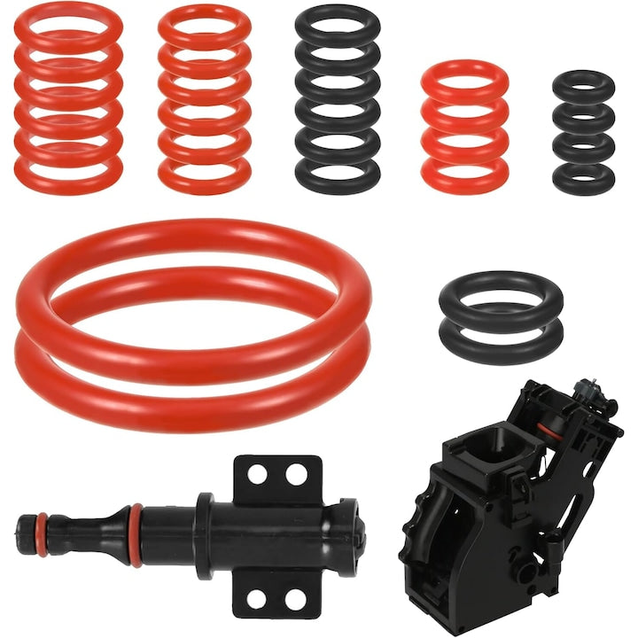 Set of 30 coffee machine gaskets, compatible with Philips Saeco Odea Talea Spider Gaggia, for coffee machine maintenance, Black/Red