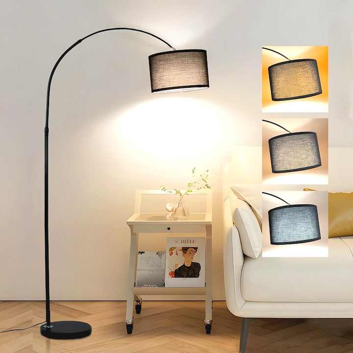 Lampa de podea  tesatura Lampa de podea  cu 3 temperaturi de culoare  lampa de podea retro pentru living  dormitor  curba  Negru