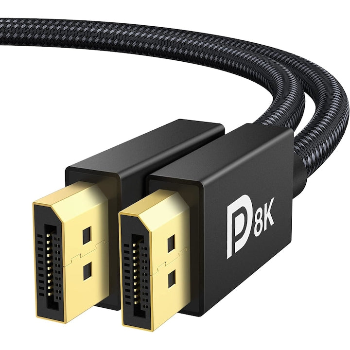 Cablu DisplayPort 8K certificat VESA 1.4  cablu iVANKY DP 6.6ft 8K 60Hz  4K 144Hz  2K 240Hz HBR3 Suport 32.4Gbps  HDR  HDCP 2.2  FreeSync G-Sync  port grafic pentru jocuri