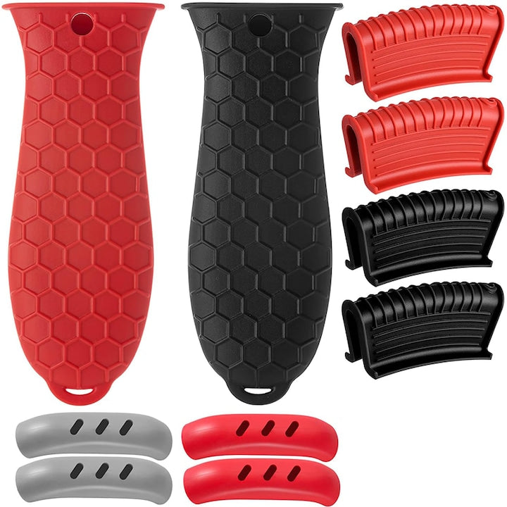 Set 10 protectii pentru maner oala/tigaie  Rqiurpn  pentru Oale  reutilizabil  marime universala  silicon rezistent la caldura  previne arsurile mainilor  anti-alunecare  usor de curatat  Multicolor