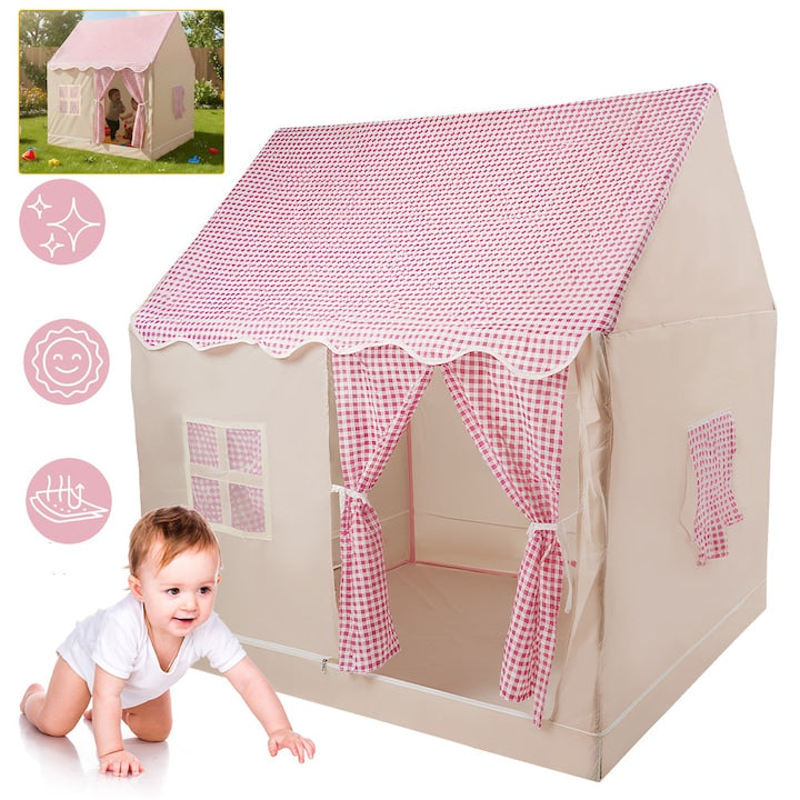 2-in-1 Play Tent for Kids - Indoor and Outdoor Playhouse for Boys and Girls Ages 3-7 - Spacious Kids' Tent 123x116x100cm - Princess Play Tent