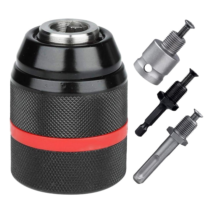 Mandrina cu accesorii  SINBINTA  Proiectare portabila  Utilizarea convenabila  Artizanat superb  Durabil si robust  Burghie de la 1.5 mm la 13 mm  Metal  Negru/Rosu