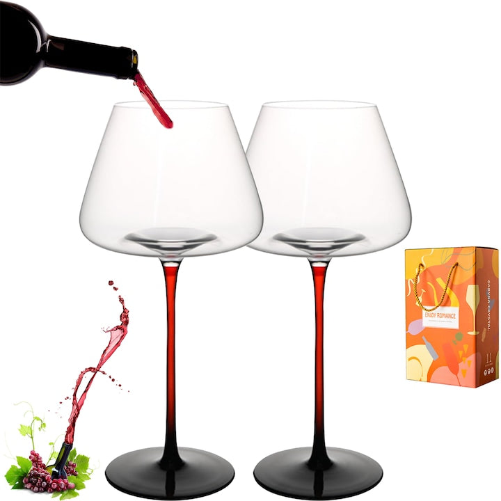 Set 2 Pahare Vin Rosu  SANSES  710 ml  Aspect Unic  Inaltime 25cm  Sticla  Transparent