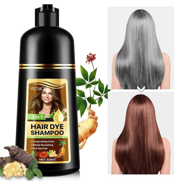 Sampon Colorant Maro Castaniu  Acoperire Fire Albe si Regenerare 3 in 1  #3 Chestnut Brown  500 ml