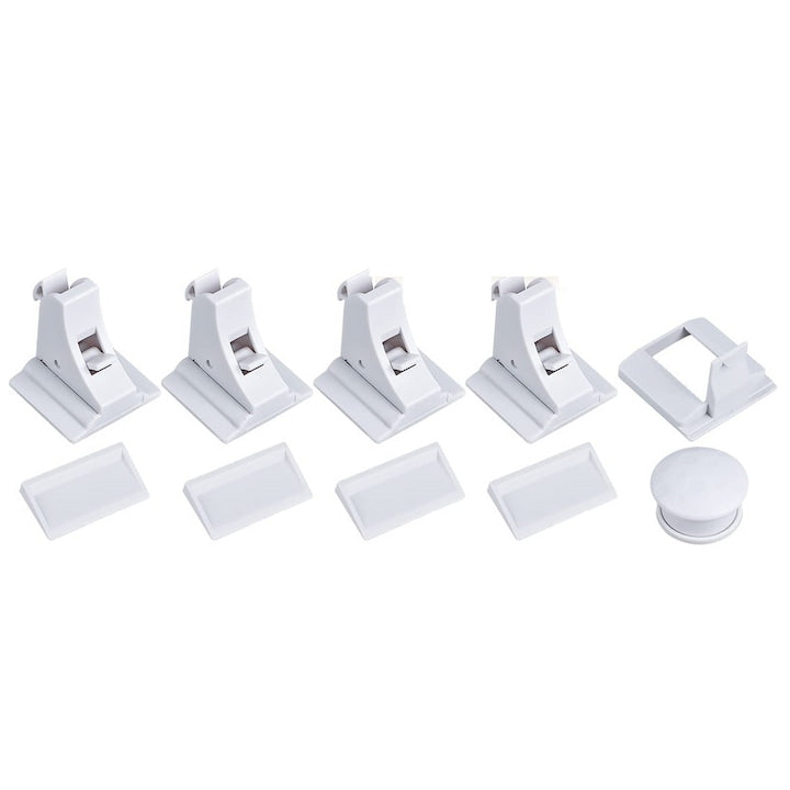 Magnetic Drawer Locks, Child Safety Cabinet Locks, Invisible Furniture Locking System, Easy Installation, White