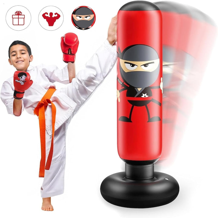 Sac De Box 163 cm Pentru Copii  Sac Turn Gonflabil Pentru Fitness  Suport Pentru Tinta  Sac De Nisip Cu Coloana  Suport Liber  Pentru Practicarea Karate  Taekwondo  MMA  Cadouri Pentru Baieti Si Fete