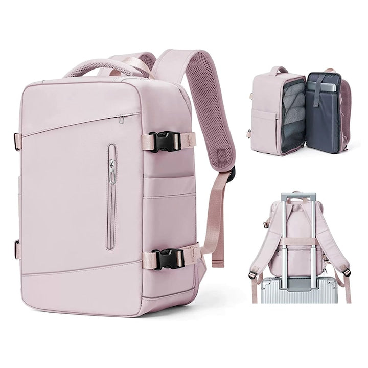 Travel Backpack Fantasy with Dry and Wet Separation Zone, 40*30*20cm, for EASY JET, VOLOTEA, VUELING, TUI AIRWAYS, RYANAIR, KLM, WZZ AR, Opens 180 degrees, with 14-inch Laptop Compartment/Shoe Compartment, Pink
