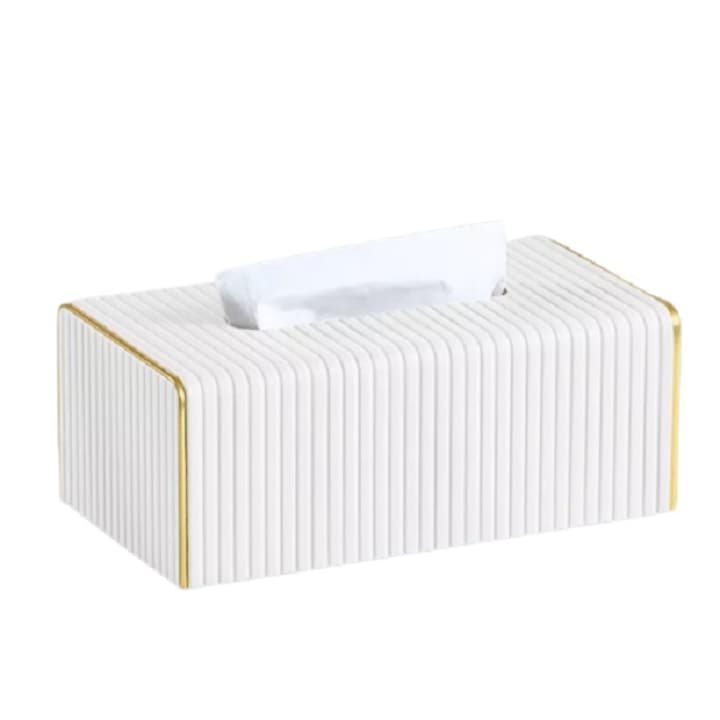 Elegant Luxury Leather Tissue Box Holder for Home and Bedroom, 25*14*10 cm, White