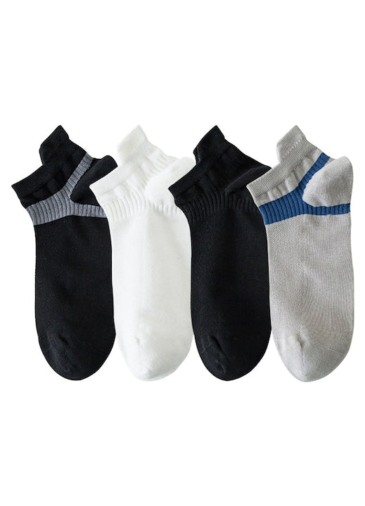 OEM - Set de 4 perechi scurte sosete bartati bumbac  Vara si primavara  retea respirabila  Sport  anti-pila  cusatura fara oase  bumbac/poliamida/elastan  negru  gri  alb  multicolor  39-44
