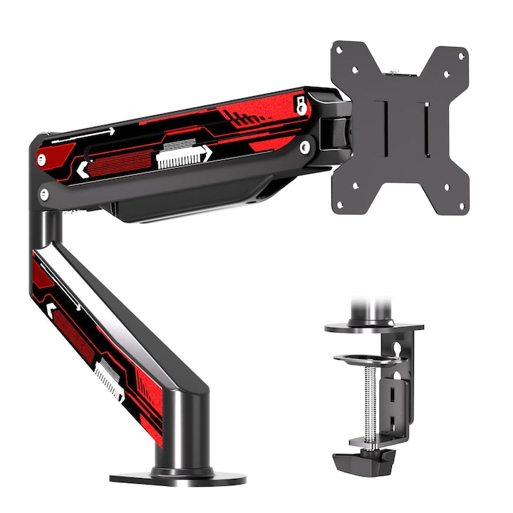 Suport monitor stil gaming  brat monitor cu arc pe gaz  suport de birou complet reglabil  compatibil cu monitoare de 17-32 inch  capacitate de greutate de pana la 10 kg  WALALLA