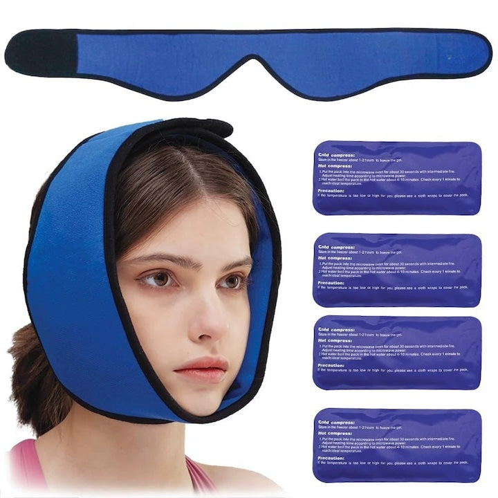 Ice pack for jaw and face WALALLA 4 reusable gel packs hot and cold therapy adjustable