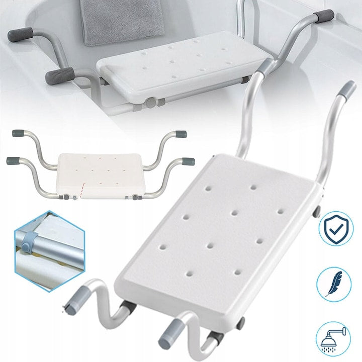 Heavy Duty Bathtub Bench Hanging Shower and Bath Seat  Bathtub Benches  Bath Stool for Elderly  Seniors  Disabled or Injured  Adjustable Length  Universal Fit