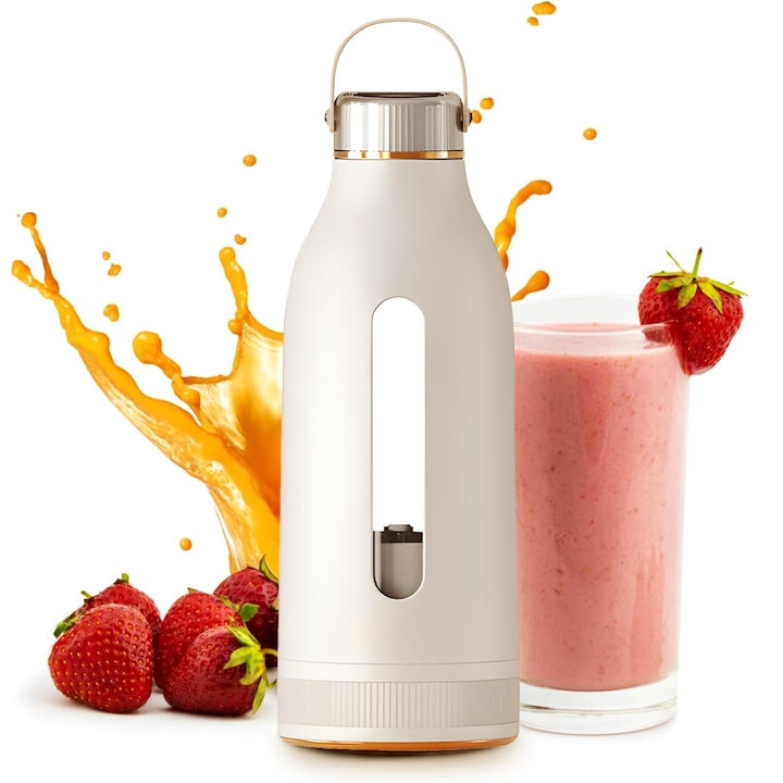 Blender Electric Portabil  SANSES  Capacitate 350ml  Patru Lame din Otel Inoxidabil  Capacitate de a Sparge Gheata  Deschidere Dubla  Acumulator Dual Reincarcabil de 3000mAh  Silentios