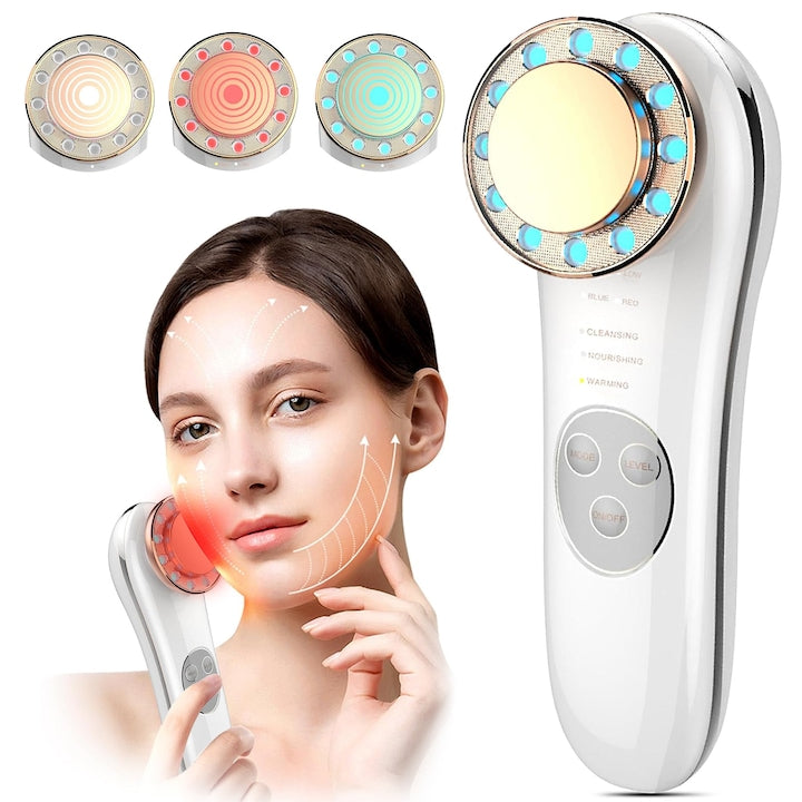 Aparat Pentru Tratament Facial  AYCYKD  Aparat Masaj Facial Si Intinerirea Pielii 5 in 1  Hidratare  Curatare porilor  Mezoterapie si Fototerapie  Masaj facial  Lifting  Micro-curent  Anti-Rid  vibratii EMS