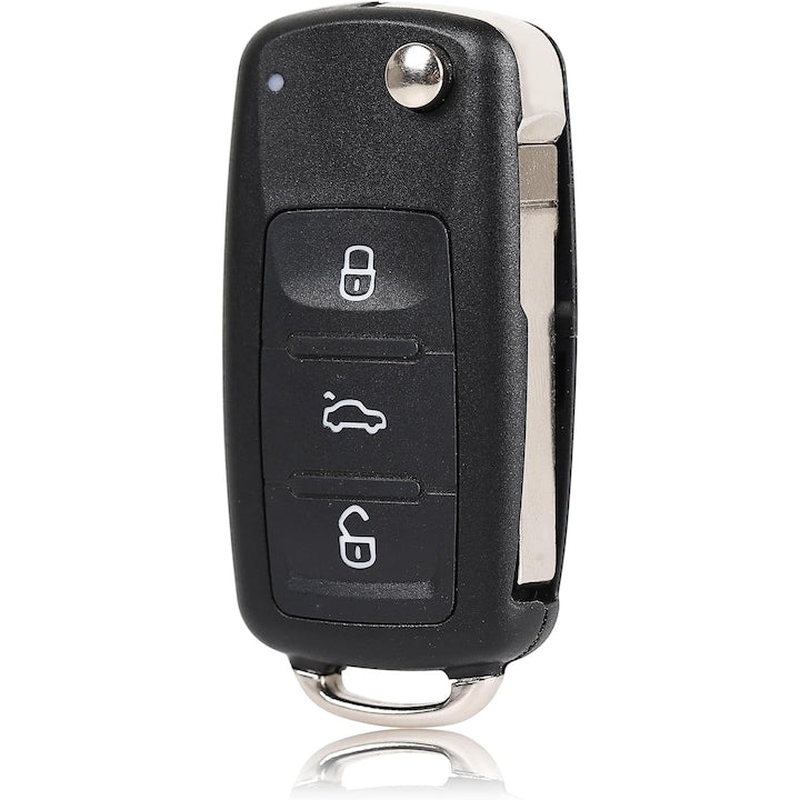 3 Button Car Key with middle LED with car logo Compatible with Volkswagen Beetle Golf Jetta Polo Sharan Tiguan Touran Transporter OUYLAF Black