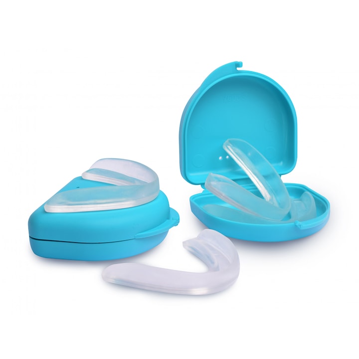 Set 4 gutiere Bruxism Oz Denta impotriva scrasnitului din dinti + gratuit 2 cutii protectie