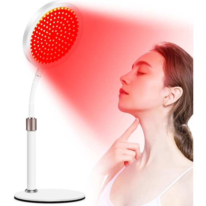 Lampa cu LED-uri rosii si infrarosii 660nm & 850nm  aparat ingrijire faciala  design cu gat flexibil  Lumina Infrarosu cu Timer & Luminozitate Reglabila  LED-uri 3-in-1 Chip Red Infared Light Lamp  Gooseneck DesignWALALLA