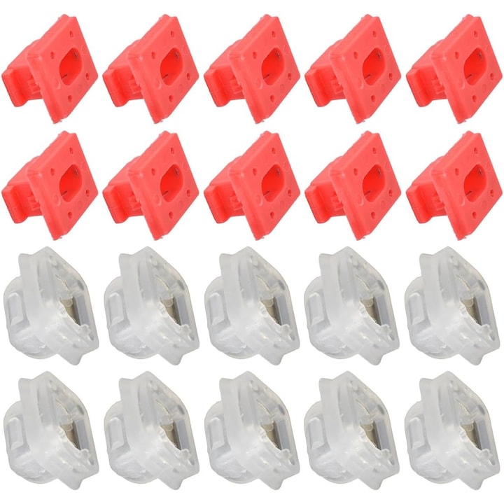 Set 20 piese cleme de fixare  PsAyl  pentru bmw e46  e65  e83  fixarea garniturilor si elemente interioare  plastic  rosu/Transparent