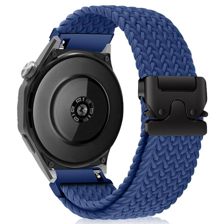 Curea ceas pentru Huawei Watch GT  GT2  GT3  GT4  GT5  Samsung Galaxy Watch 3  sau orice smartwatch cu latime curea 22 mm  ajustabila  nailon elastic  Albastru