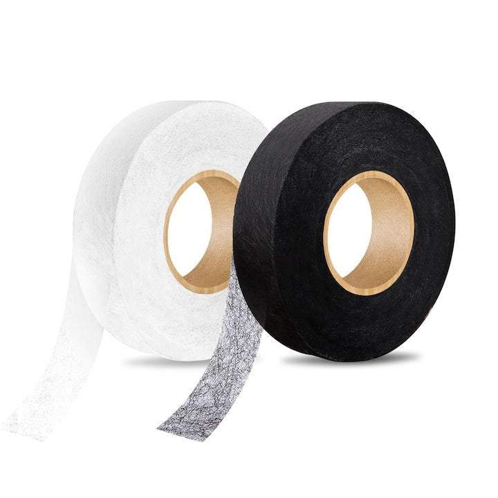 Set 2 banda termica pentru tiv  dublu adeziva  adeziv termofuzibil pentru imbracaminte  intaritor de tesatura  64 m x 2 cm  modalitate de prindere cu ajutorul fierului de calcat  Negru/Alb