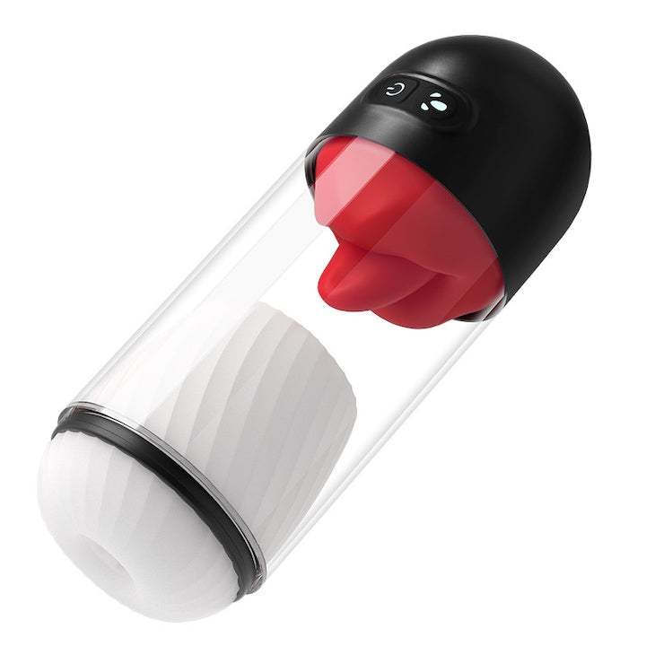 Manson automat pentru barbati  9 moduri de limba  control APP  incalzire si aspiratie  transparent  25.3x7.8cm