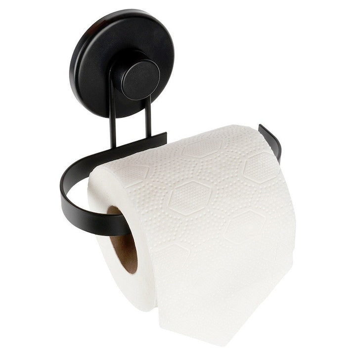 Suport Pentru Hartie Igienica  Bathroom Solutions  14x6x11 cm  Metalic  Montare Cu Ventuza  Design Clasic  Materiale De Inalta Calitate  Materiale De Inalta Calitate  Negru
