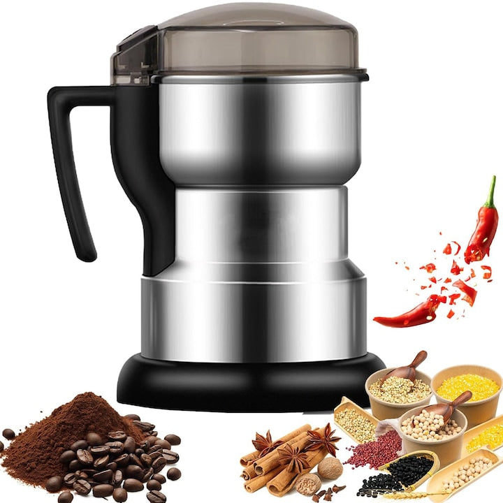 Multifunctional Grinder, Grain, Coffee, and Spice Grinder, 150W, 6 Blades, Mixers, Small Household Grinding Machine, Open Lid Safety Design with Stop Function