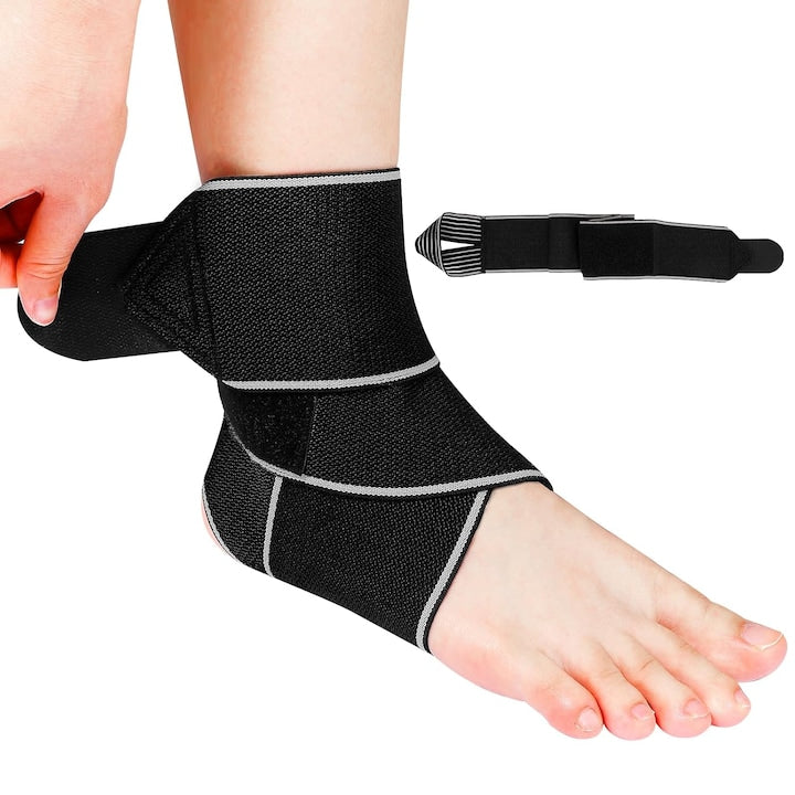 Glezniera  bandaj elastic tip soseta  marime universala  orteza glezna picior cu manson de compresie si banda ajustabila cu velcro  OUYLAF  Negru