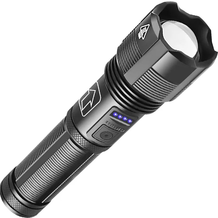 Lanterna puternica profesionala FiGGA®  LED XHP-50  15000 lumeni  acumulator 18650 Li  structura aliaj aluminiu  Cablu de incarcare