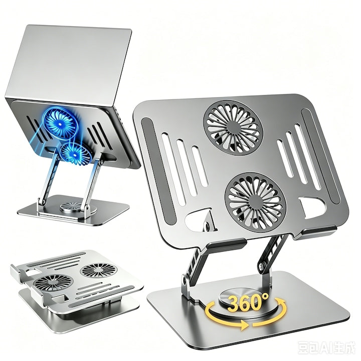 360° Rotatable Laptop Stand, Fast Cooling, Height Adjustable, Anti-slip and Stable, for Laptop/Tablet, Silver