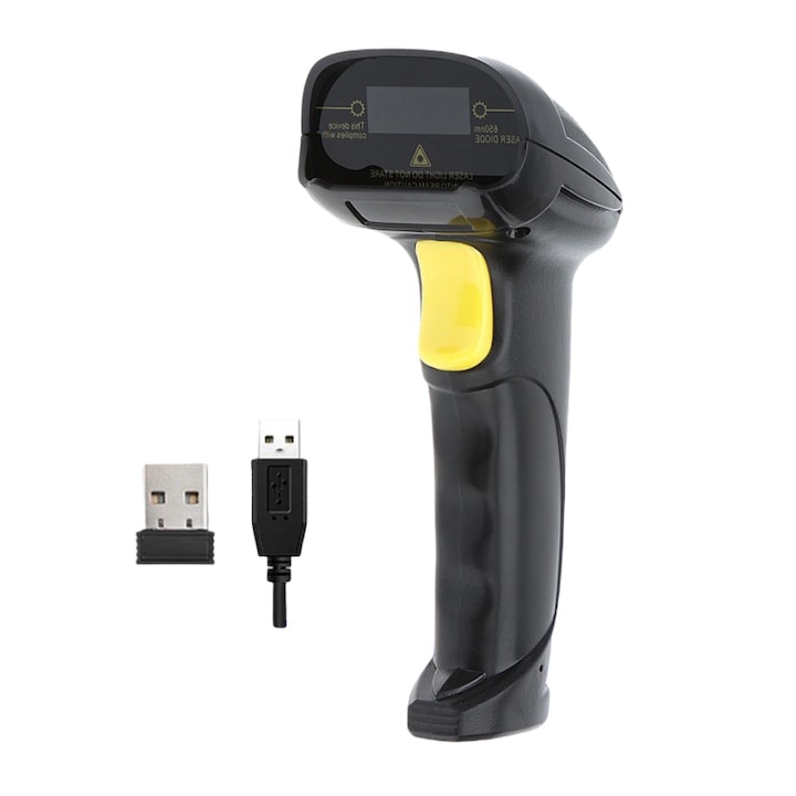 Scanner cod de bare  Fantasy  Cu senzor laser  2.4 GHz  USB  Suport scanner 1D/2D/QR  Cu baterie interna reicarcabila  Conectivitate wireless  Plug and Play  Se conecteaza la laptopuri  POS  Utilizat pe scara larga in supermarketuri  centre comerciale