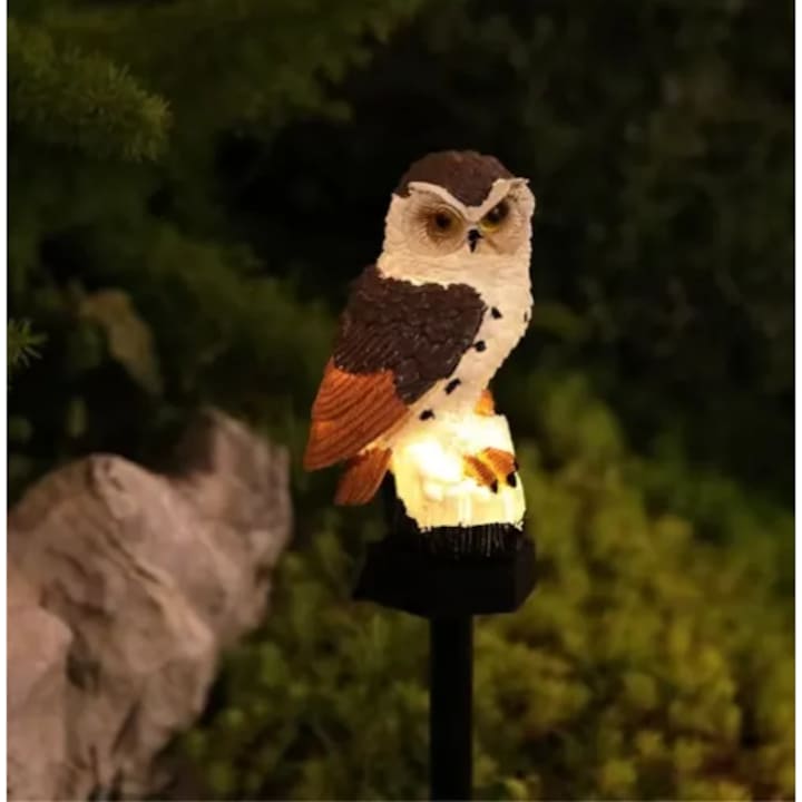 Lampa solara de gradina  forma de animal  potrivita pentru decorarea iluminatului in gradina  maro-gri