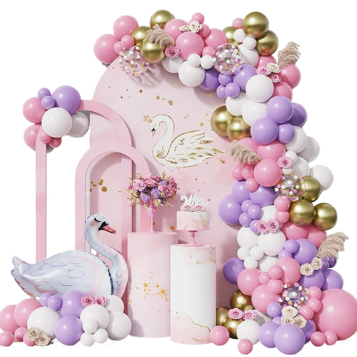 Set de 155 baloane latex si lebada din folie de aluminiu  DCSZVIGS multicolor  pentru petreceri si aniversari