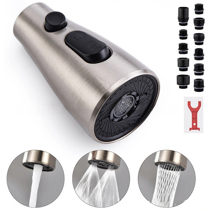 Cap de robinet de bucatarie  3 moduri  11 adaptoare universale  finisaj nichel periat  design anti-stropire