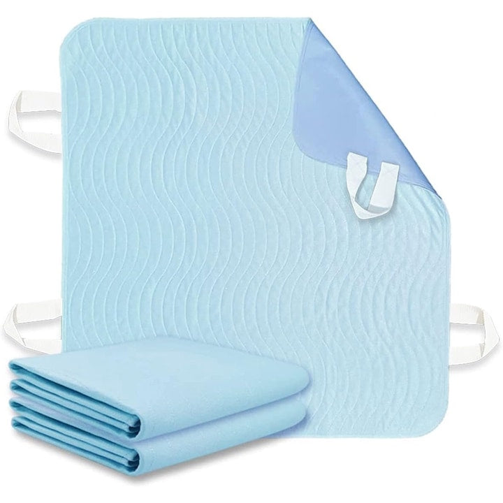 Set 2 Aleza Impermeabila Reutilizabila  cu Manere pentru Manevrare Usoara  Wacorresi  Lavabila  pentru Persoane cu Afectiuni de Incontinenta  Adulti si Copii  Usor si delicat pe piele  Ingrijirea patului facuta simplu  86X91cm  Albastru