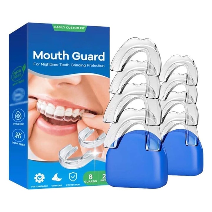 Set 8 gutiere Bruxism Oz Denta  2 Dimensiuni  Transparent