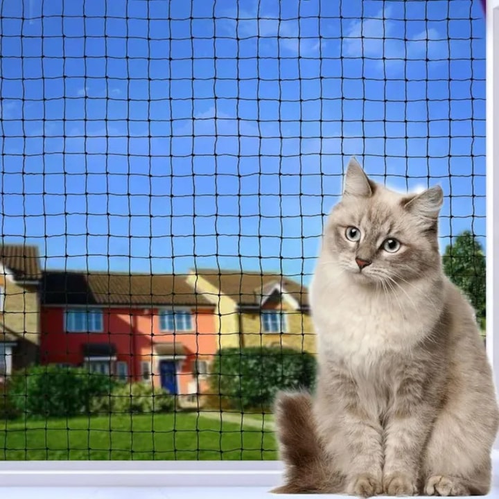 Balcony protection net for cats, durable, black, 10x3m